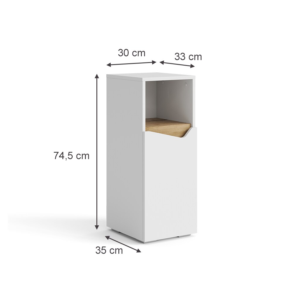 Vicco Midischrank Marelle 30 x 74 cm, Weiß Artisan Badschrank modern Badezimmer