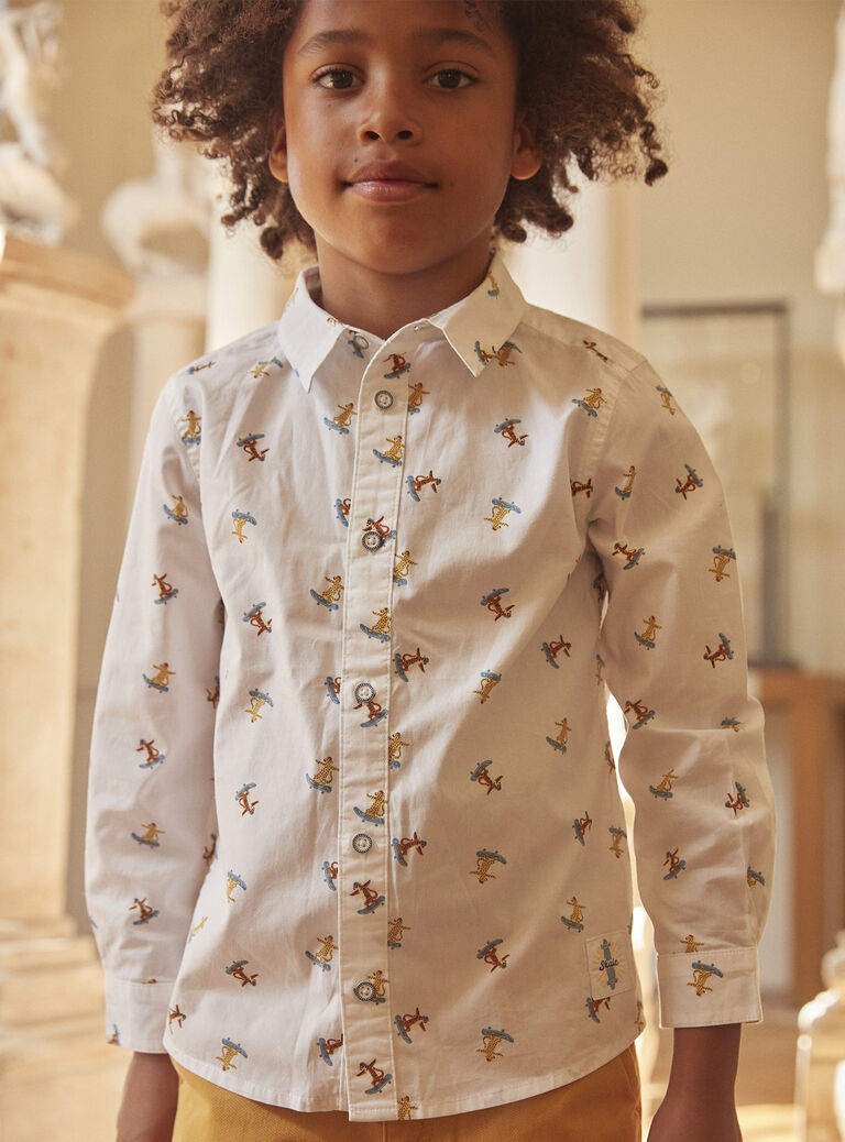 Chemise blanche à imprimé tigre skateur
