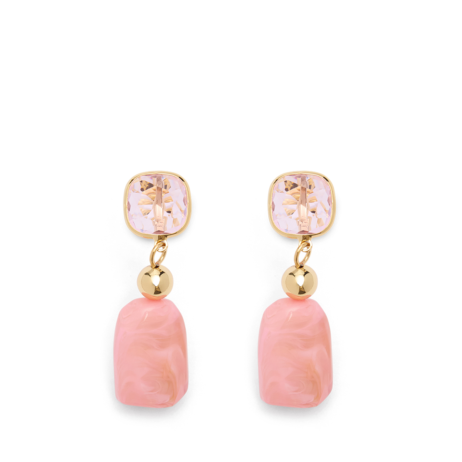 Roze oorbellen met roze steentjes