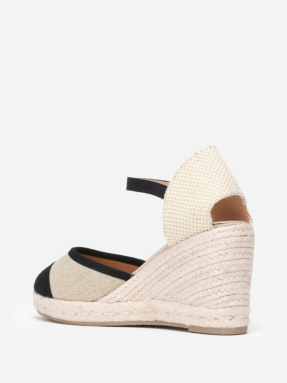 Espadrilles compensées en toile- Taupe