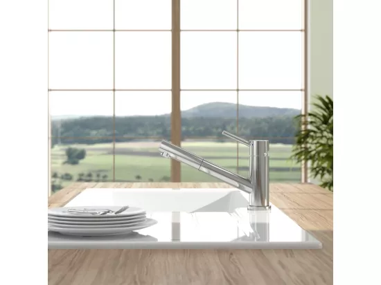 Robinet cuisine VILLEROY ET BOCH Como Shower acier massif + nettoyant