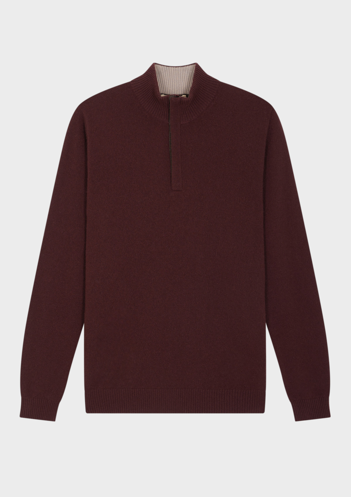 Pull col zippé en cachemire uni bordeaux