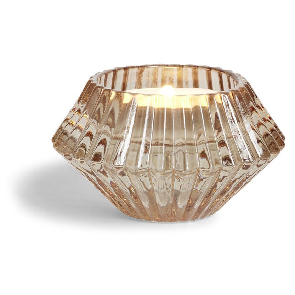 Bougeoir forme coquillage en verre rose
