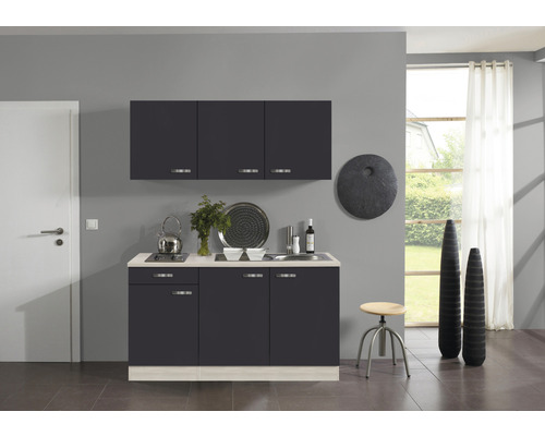 Optifit enkele keuken met apparatuur Faro220 150 cm antraciet mat gedemonteerd omkeerbaar uitvoering KPFR 1532D-9+