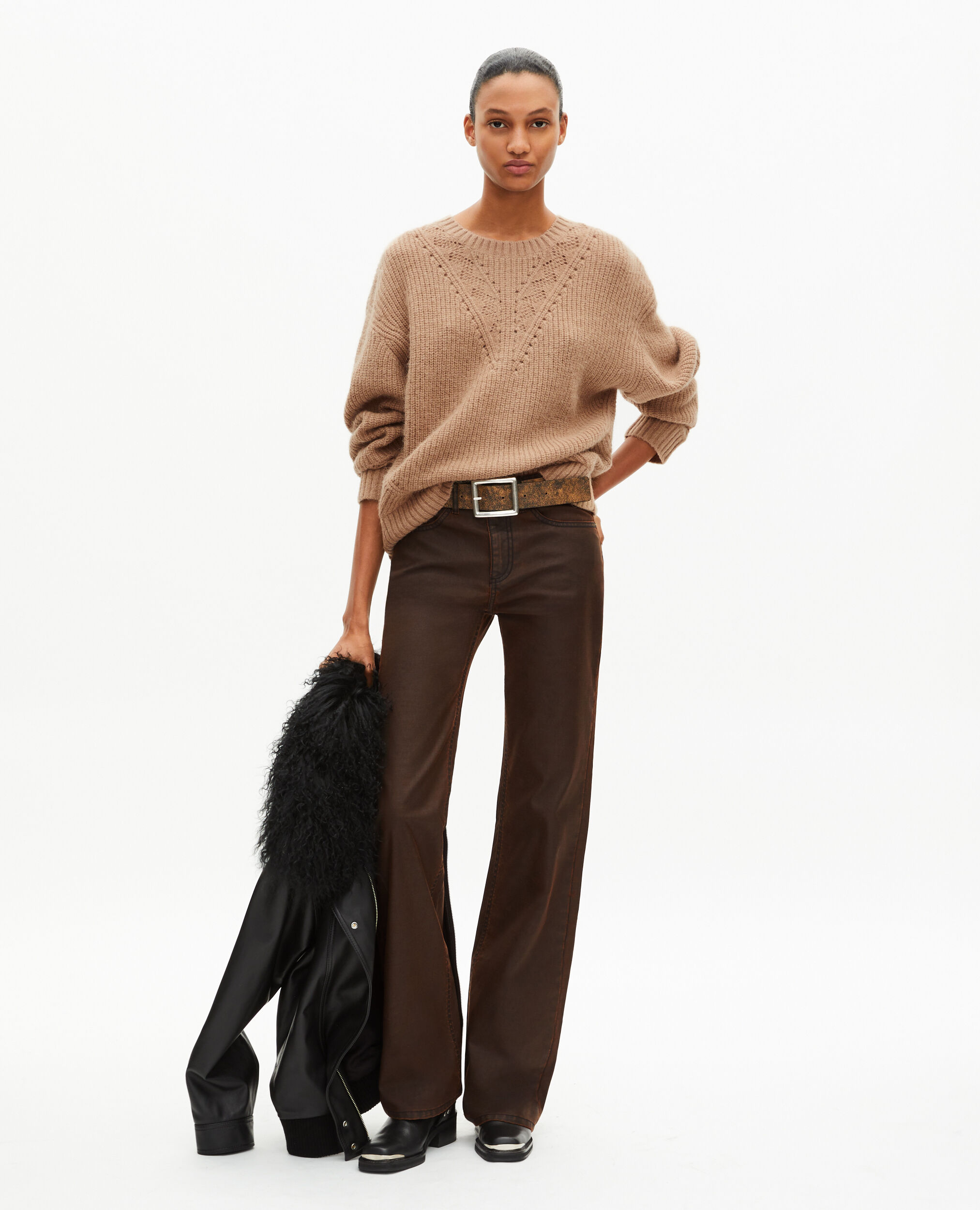 Pull camel en laine mélangée