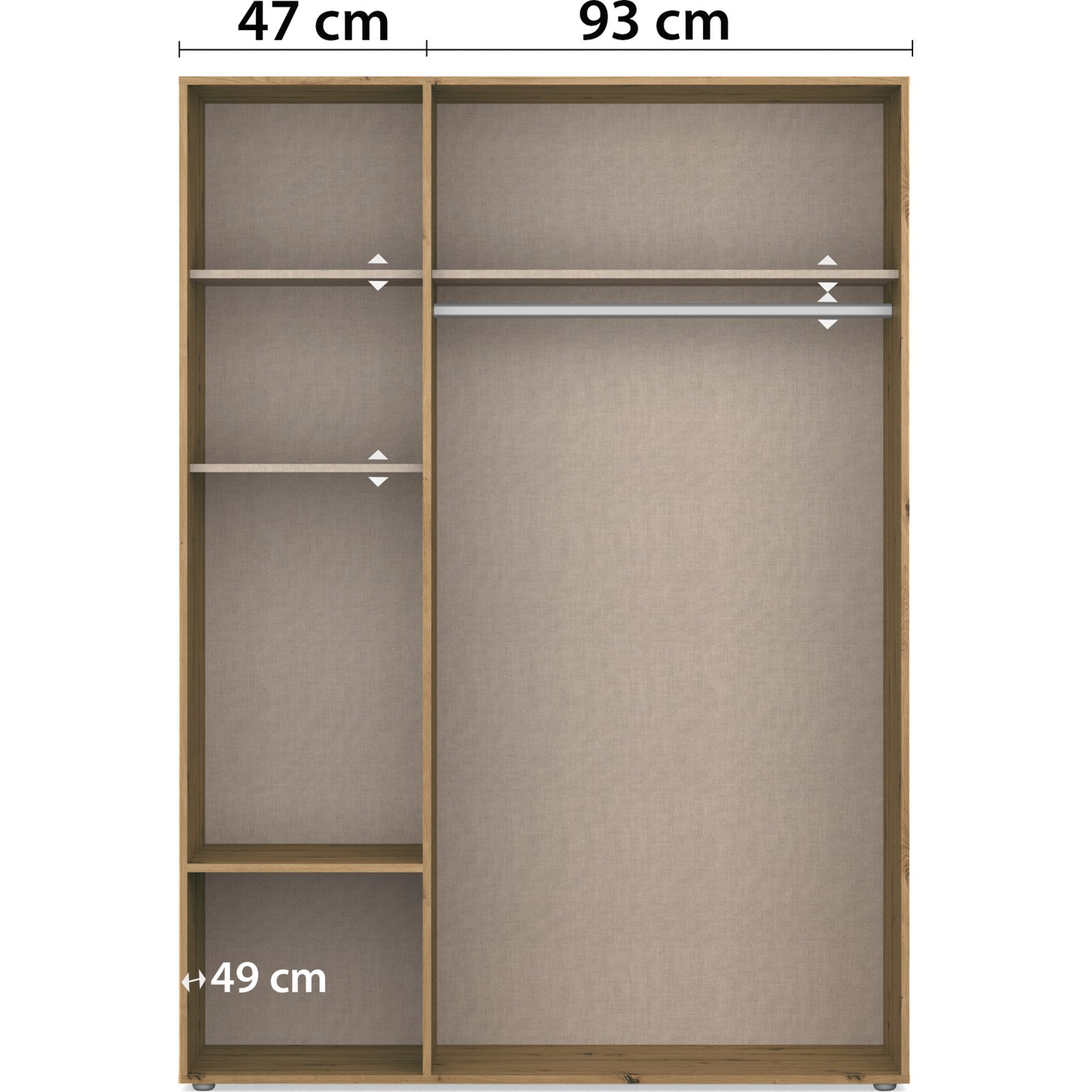 Drehtürenschrank Voyager Dekor 140 x 194 x 53 cm grau met. / Artisan