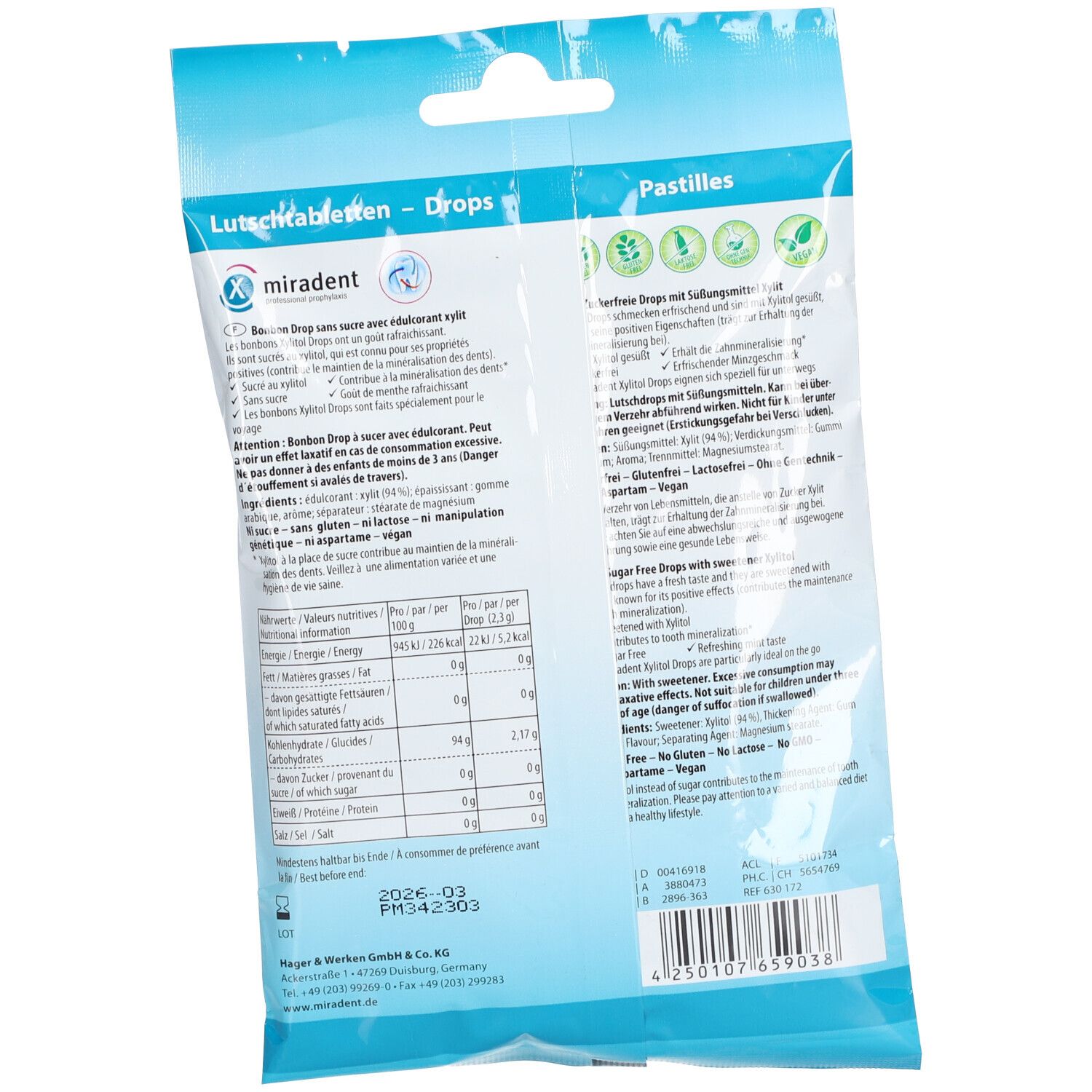 miradent Xylitol Drops Mint zuckerfrei