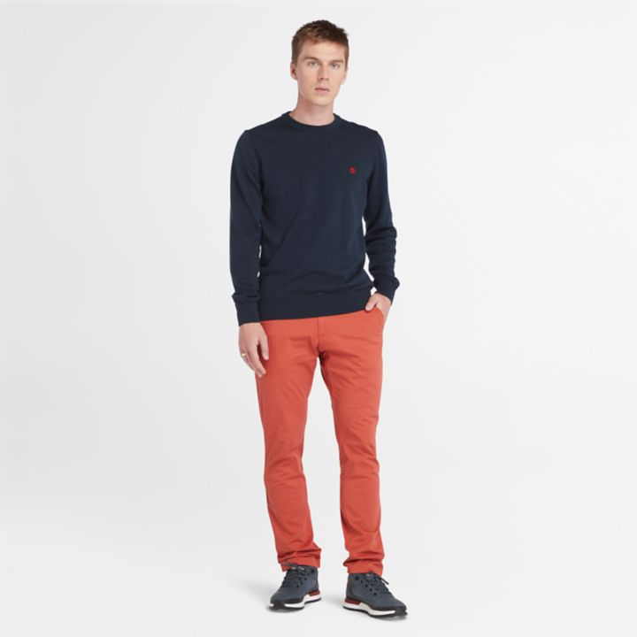 Suéter Williams River de gola redonda para homens na cor azul marinho.