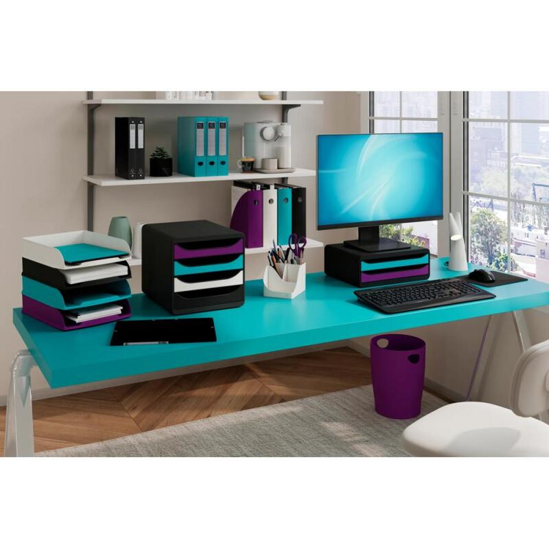 Module de classement Big Box 4 tiroirs Titane - Couleurs assorties