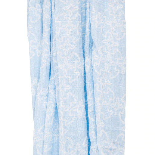 Manta de musselina com capa de gaze, azul celeste Muse