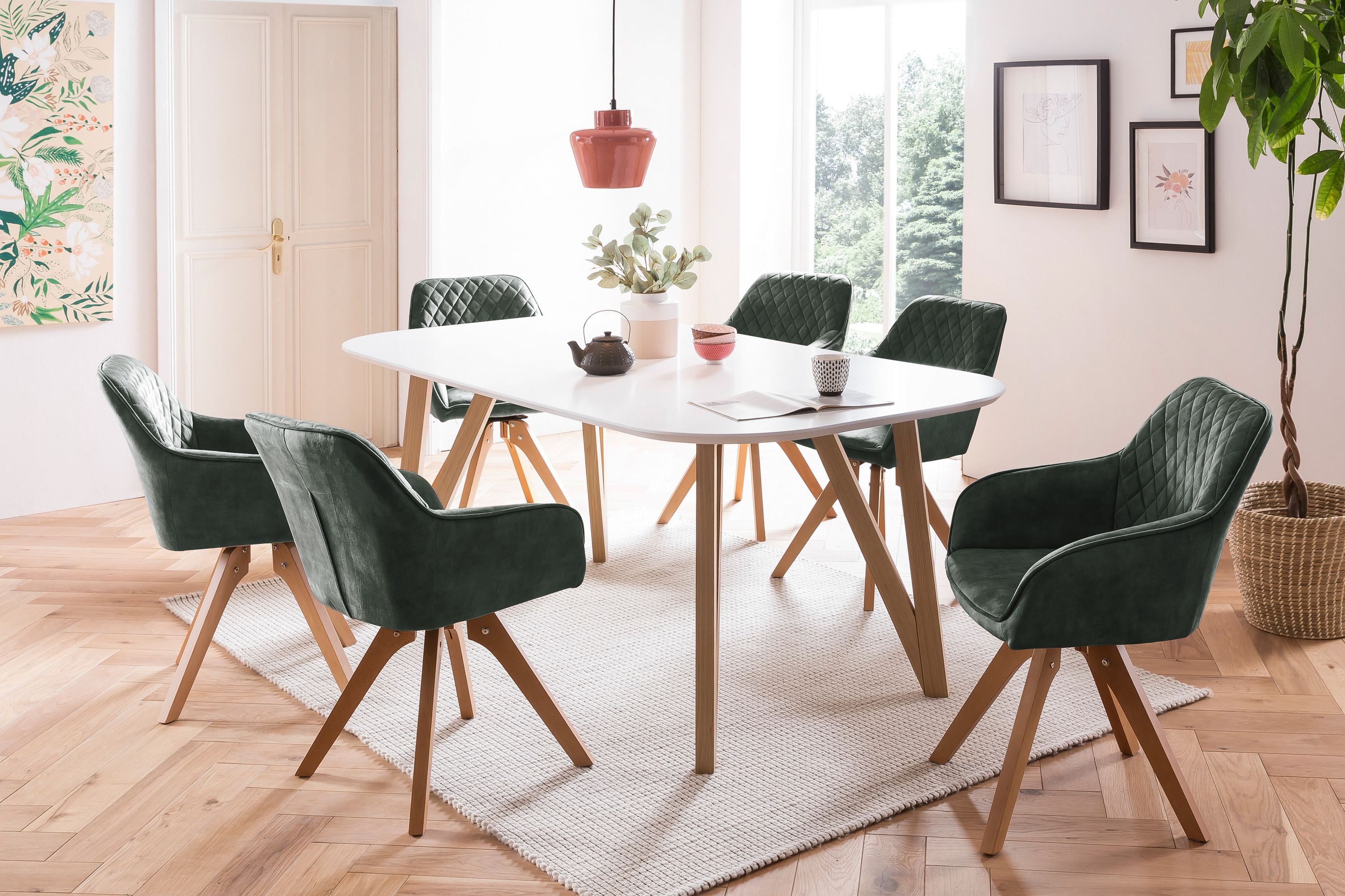 Esstisch 160x90x76 cm weiß Eiche Esszimmertisch Küchentisch Tisch Holztisch