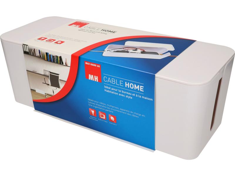Max Hauri Kabelbox mit Steckerleiste 9x T13 Weiss Kabelbox inkl. Steckdosenleiste mit Schalter, 400 x 138 x 155 mm