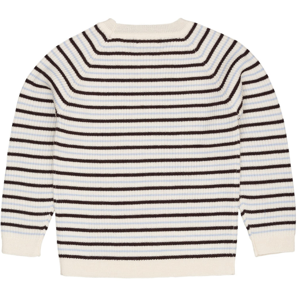 Køb COPENHAGEN COLORS Cream/Dk.Brown/Dusty Blue Combi Merino Classic Rib Bluse