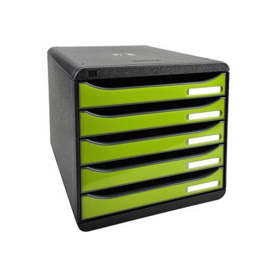 Exacompta BigBox Plus - Module de classement 5 tiroirs - noir/vert anis