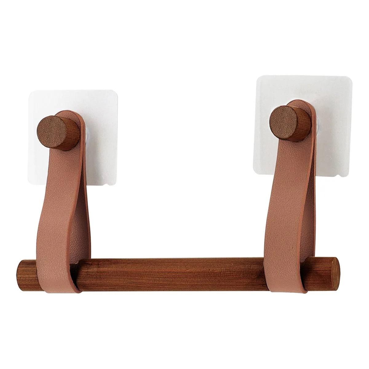DEROULEUR PAPIER WC BAMBOU LANIERES SIMILI CUIR CARAMEL