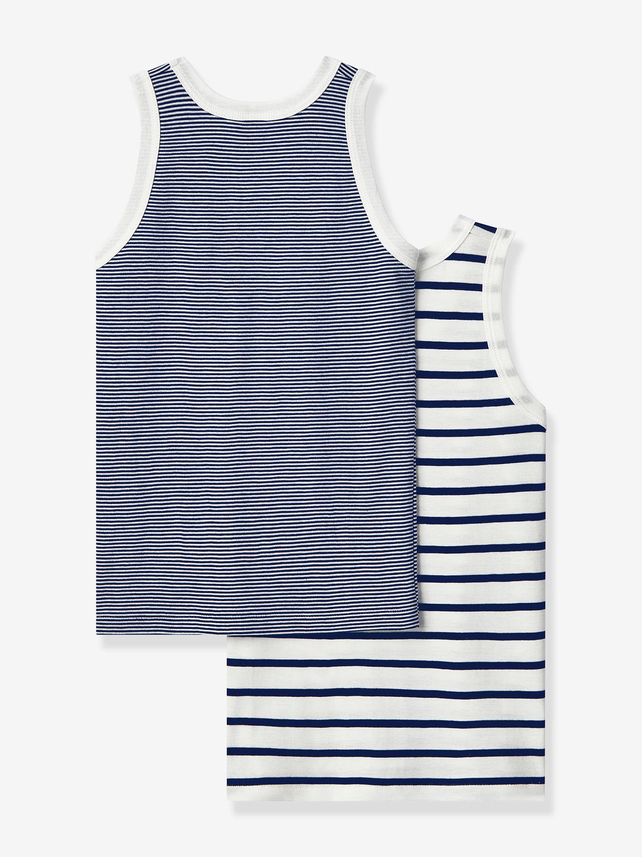 Lote com 2 regatas PETIT BATEAU de algodão, na cor azul.