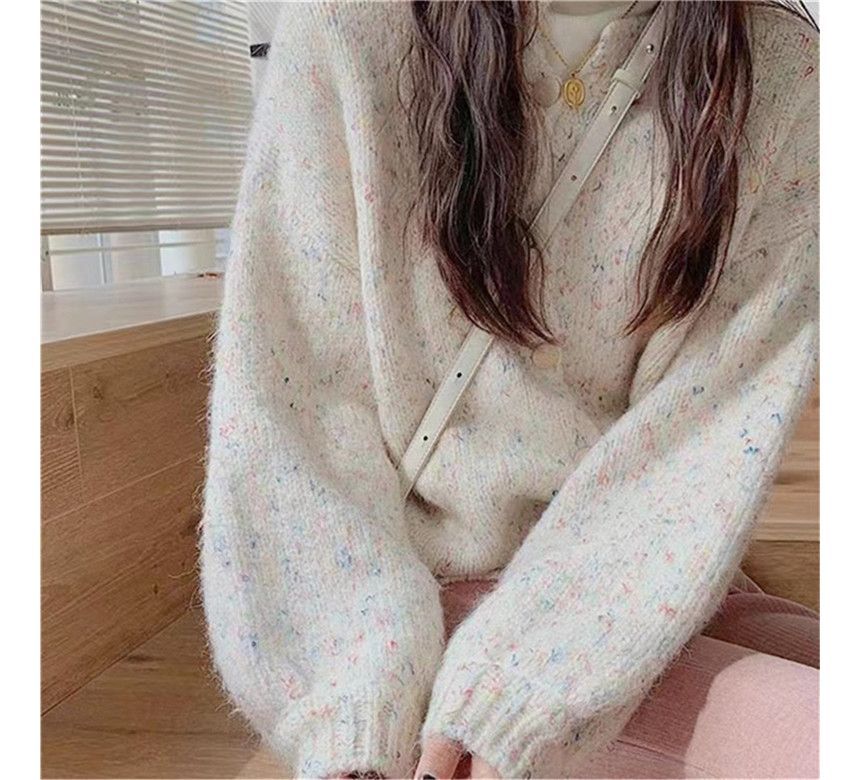 Rred - Melange Cardigan met ronde hals
