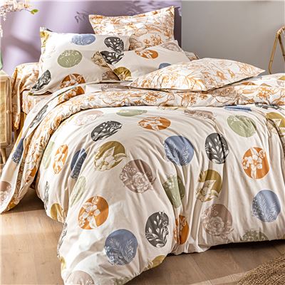 Linge de lit motif cercles à fleurs variées - BECQUET CRÉATION