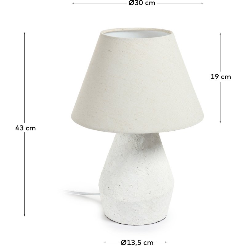 Lampe de table Noara de magnésium finition blanche