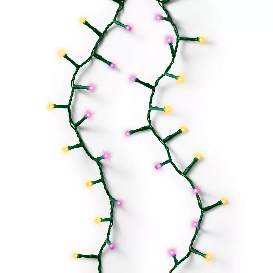 Guirlande lumineuse 11 m 500 LED câble vert Luxe Bicolore Rose/blanc