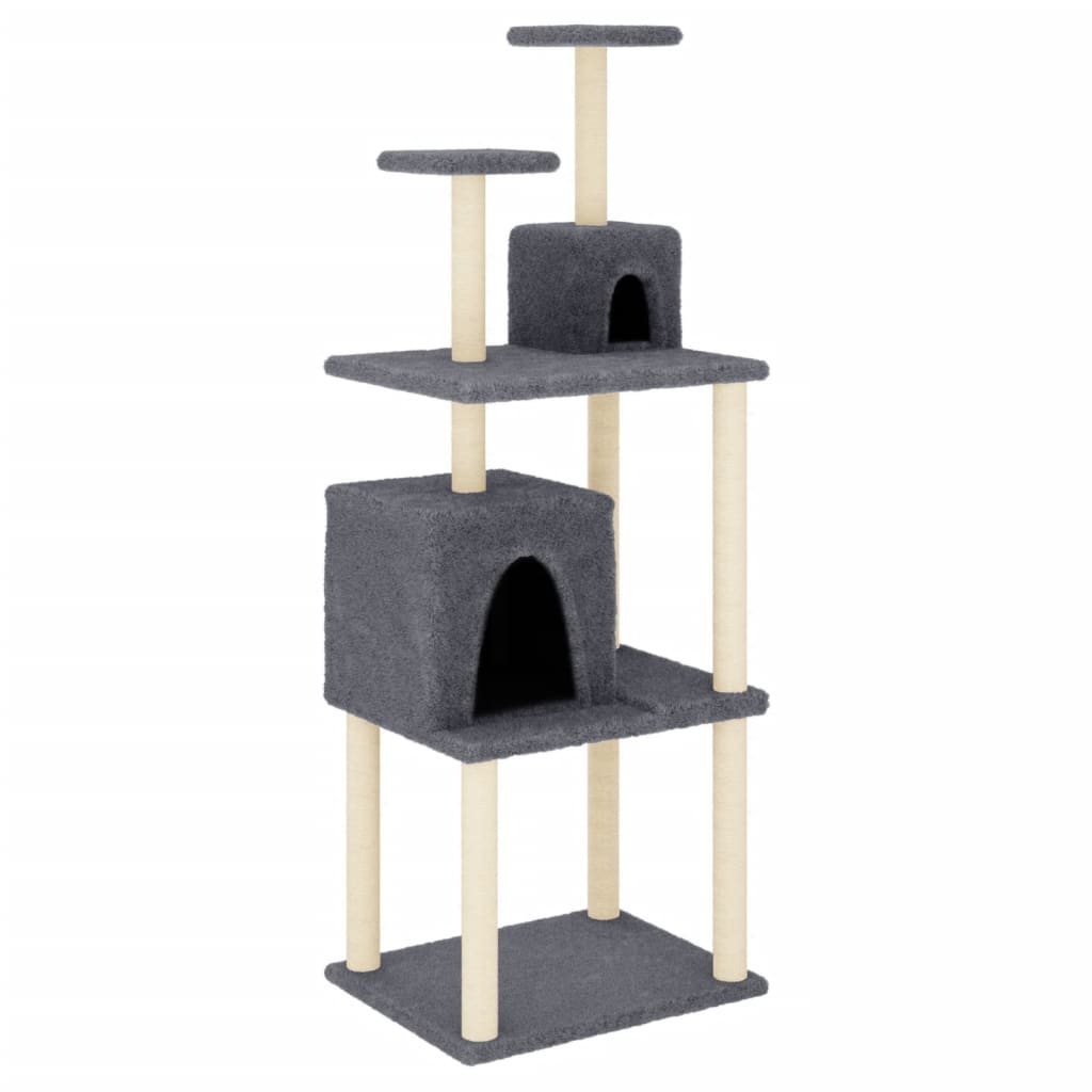 Arranhador para gatos vidaXL com hastes de sisal cinza escuro, 167 cm
