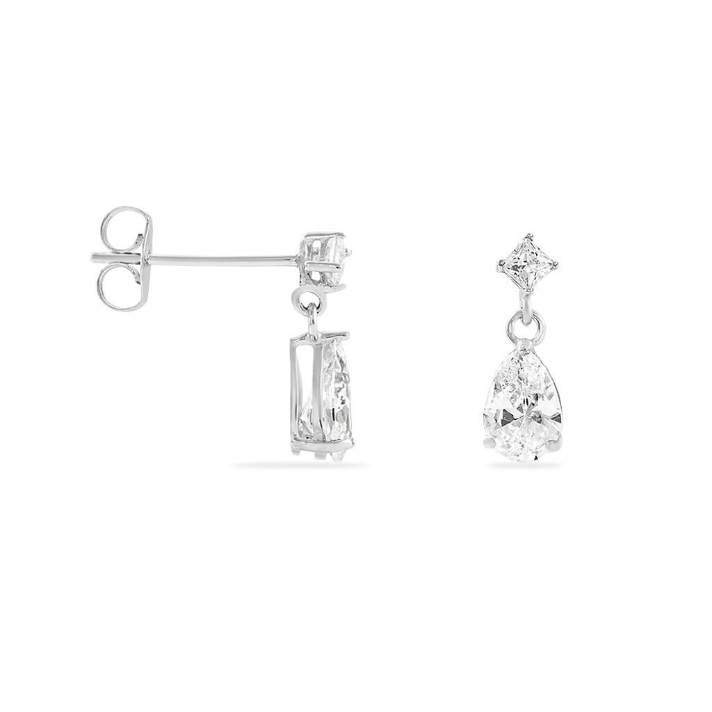 Boucles D'oreilles Pendantes Jordaine Or Blanc Oxydes