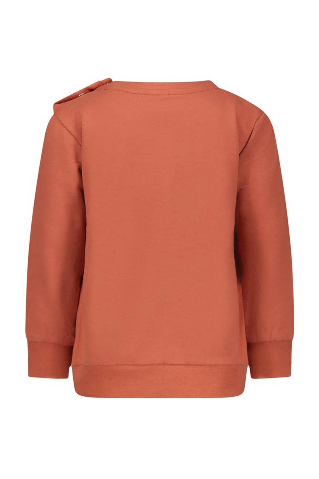 B.Nosy baby sweater Samson met printopdruk en 3D applicatie brique/multicolor