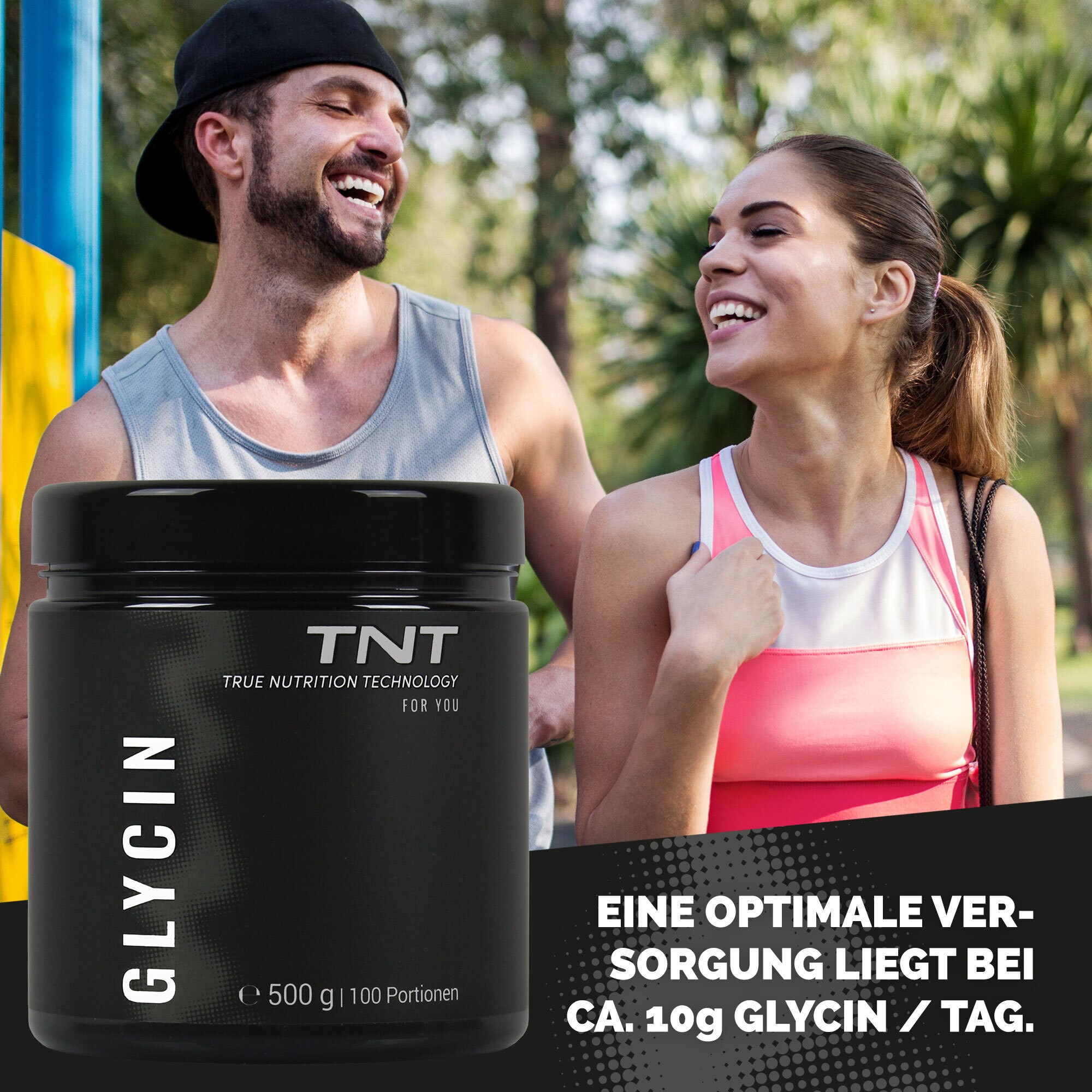 TNT Glycin Pulver frei von Zusatzstoffen und Allergenen. Süßer Geschmack