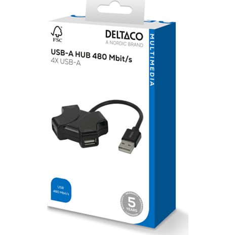 Deltaco USB-A hub 4-port