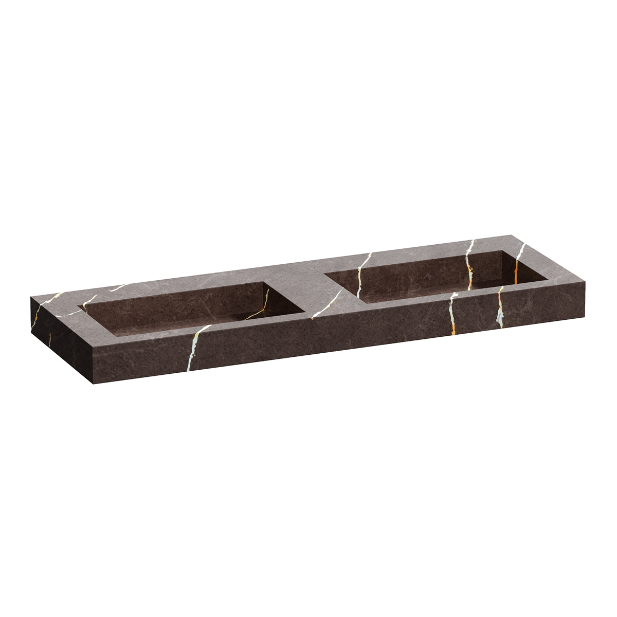 Brauer Coral dubbele wastafel marmerlook 140cm zonder kraangat copper brown