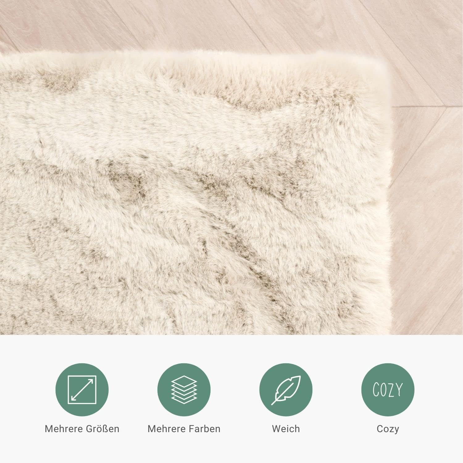 FRAAI | Home & Living Hochflor Teppich - Comfy Supreme Creme - Shaggy, Einfarbig - Modern, Skandinavisch - Wohnzimmer, Esszimmer, Schlafzimmer - Fellteppich - Carpet