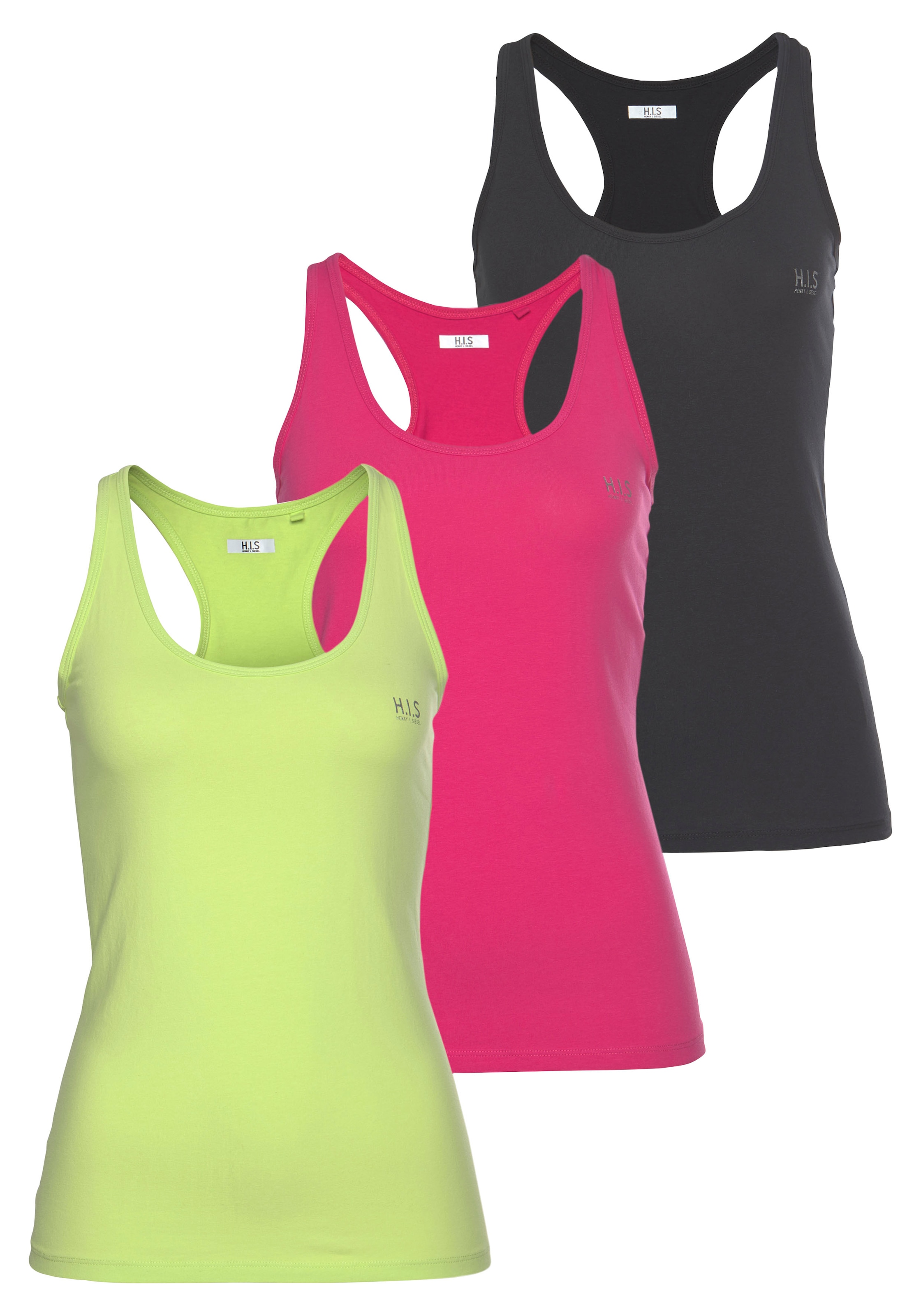 H.I.S Tanktop, 3er-Packer Packung, Softer Feinripp mit elastischer Baumwolle für hohen Tragekomfort