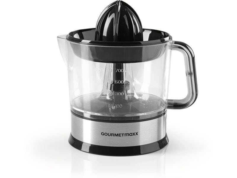 GOURMETmaxx Zitruspresse Schwarz/Silber Zitruspresse mit zwei Presskegeln