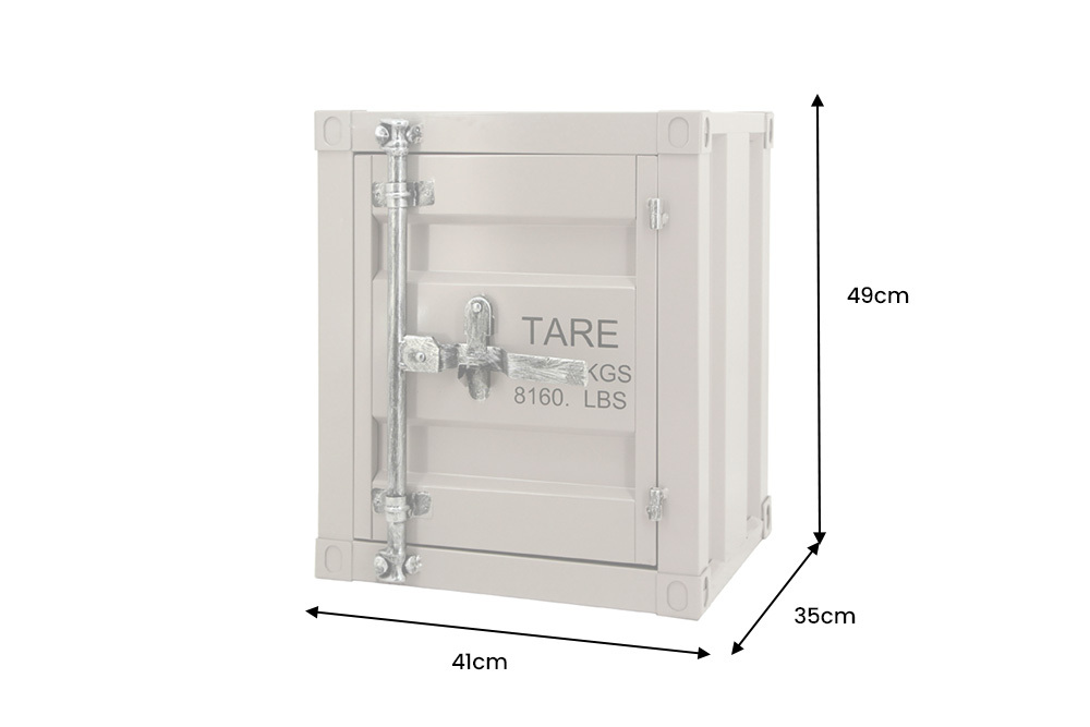 Container-Schrank GLOBETROTTER 50cm greige Metall Nachttisch Beistellschrank