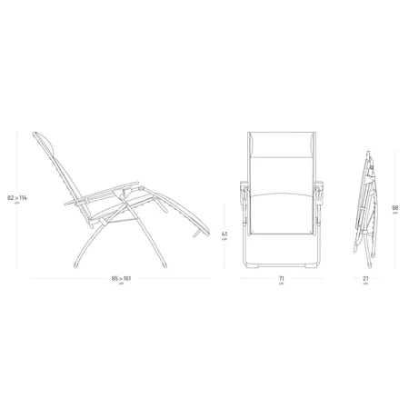 Lafuma Relaxliege BAYANNE Granit Sunbrella Grau