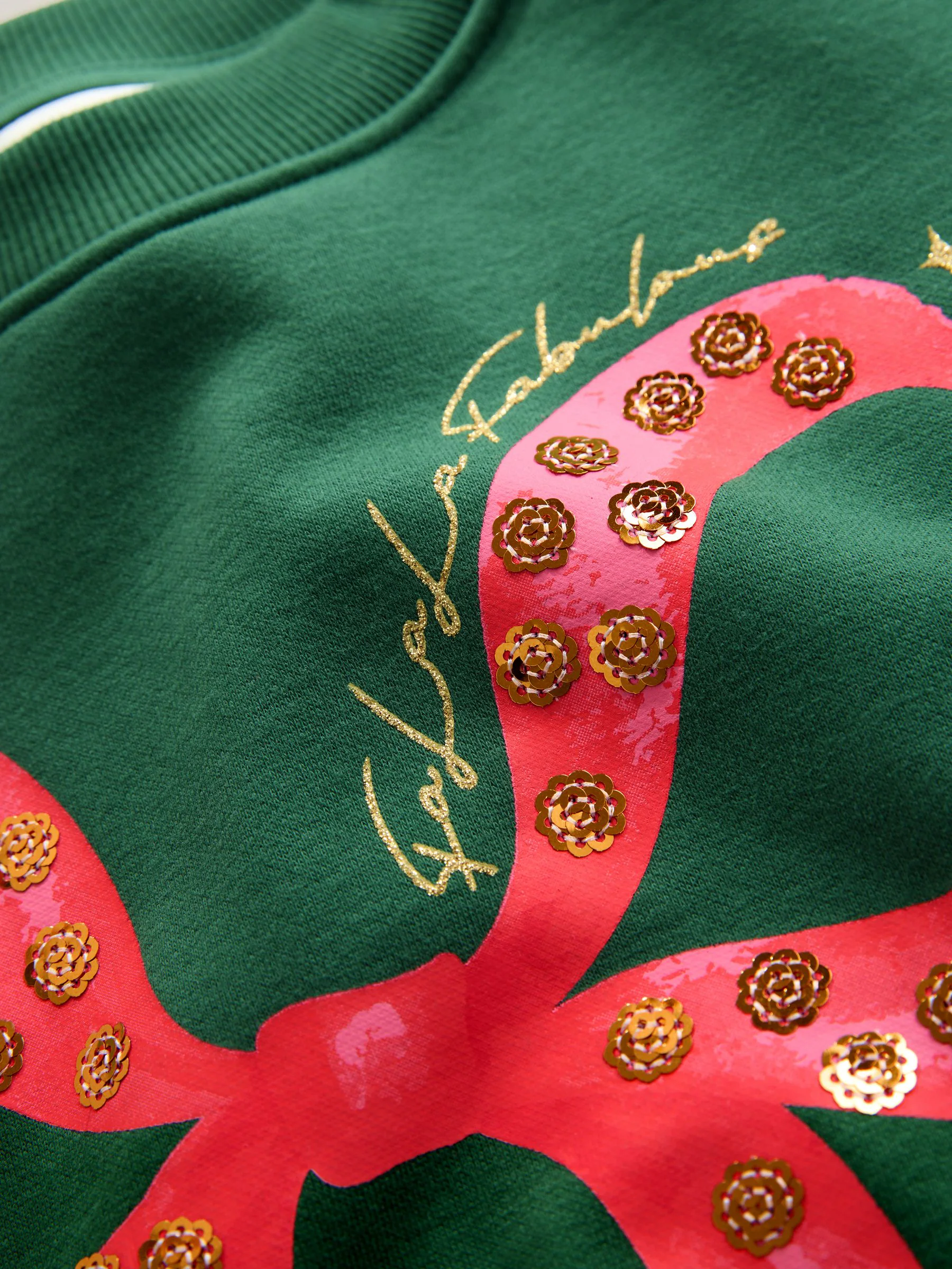 Groen/rood - Seasonal Christmas Bow Graphic With Sparkle Sequins Longsleeve Crewneck Sweatshirt