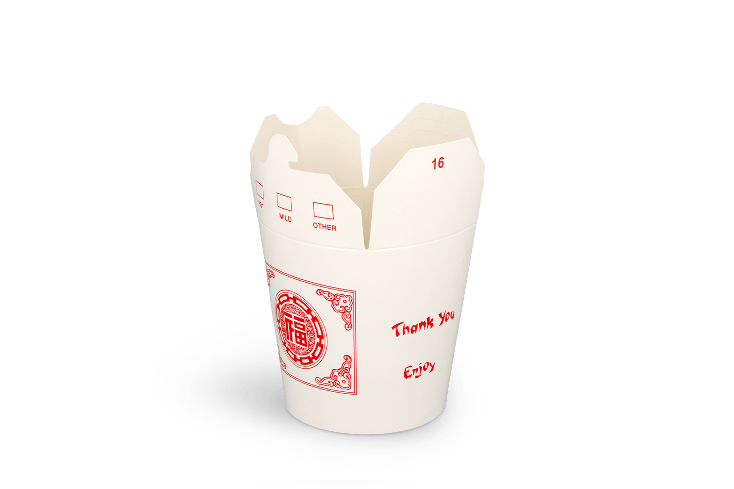 Wok to Go beker 16oz 400 ml karton wit met rood