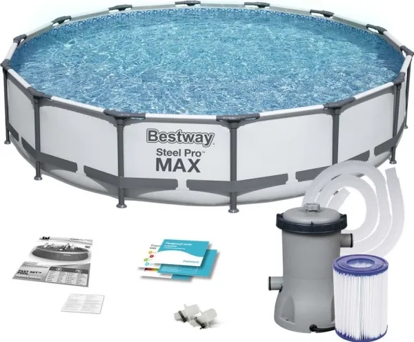 Bestway Steel Pro 56595, 10220 L, Indrammet pool, Blå, Grå, 37,3 kg