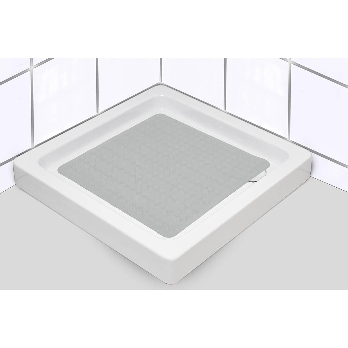 FOND DE DOUCHE CAOUTCHOUC NATUREL 53X53CM GRIS PERLE