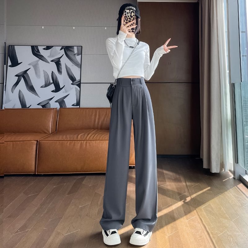 Arroba - Hoge taille effen losse broek (verschillende ontwerpen)
