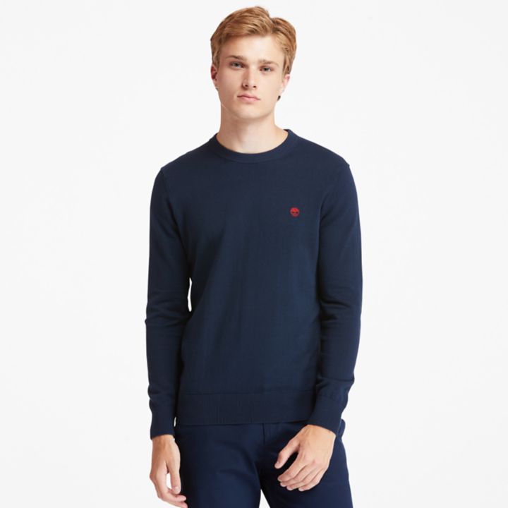 Suéter Williams River de gola redonda para homens na cor azul marinho.