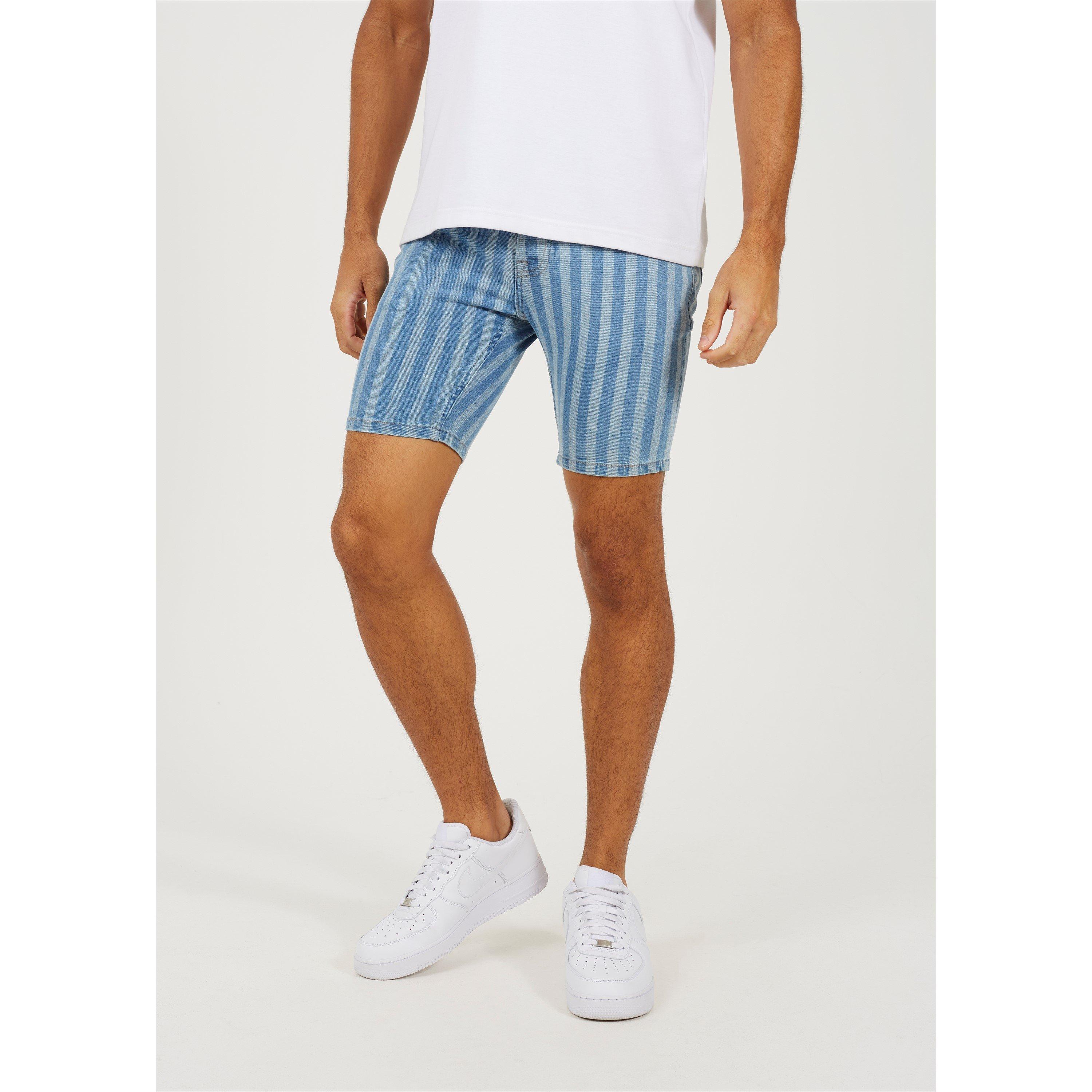 Brave Soul Printed Stripe Denim Shorts