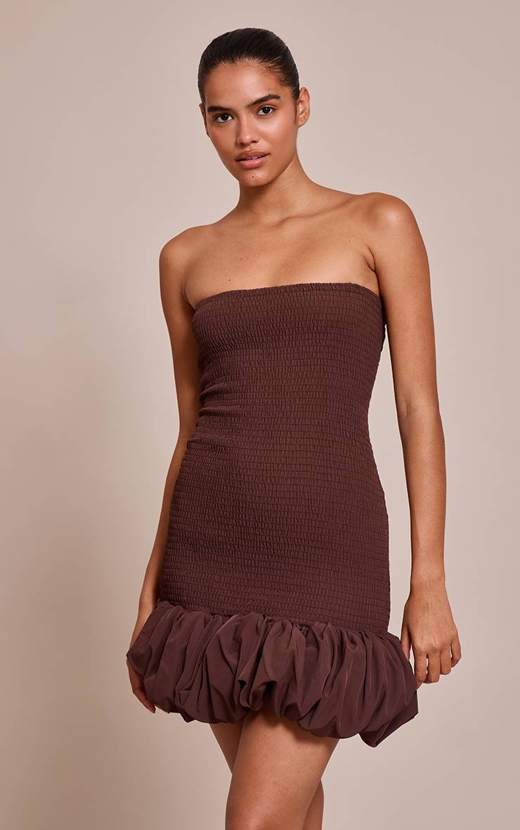 Chocolat Robe Moulante Bandeau Froncée