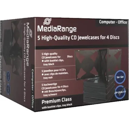 MediaRange 4er DVD CD Hüllen 14 mm, schwarz, 10 Stück