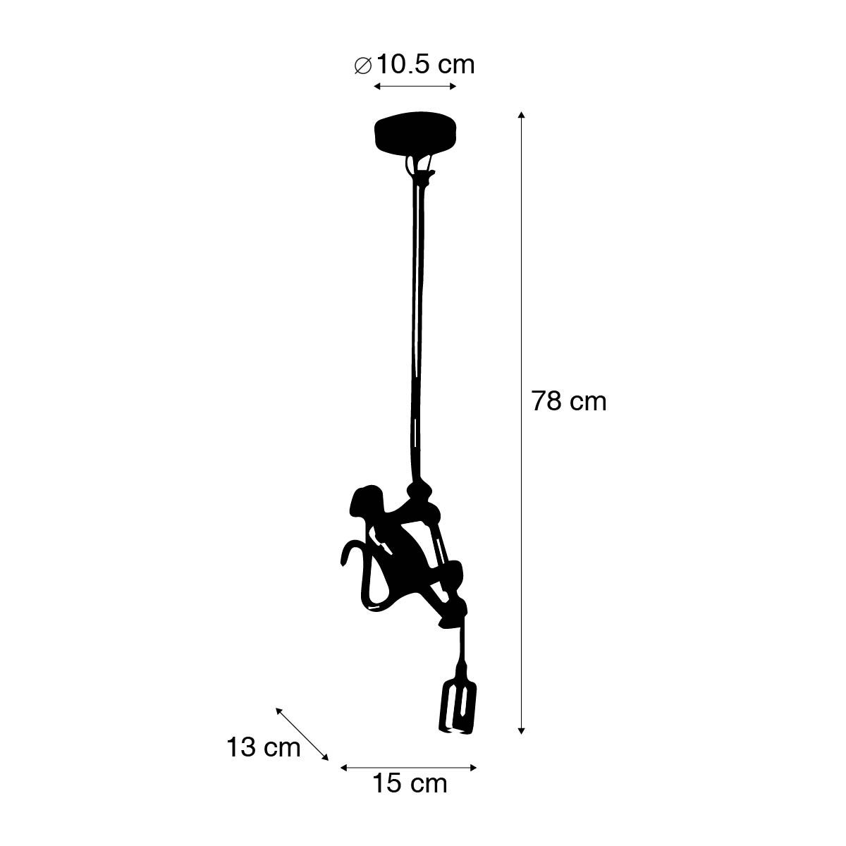 Klassieke hanglamp goud met touw - Animal Monkey