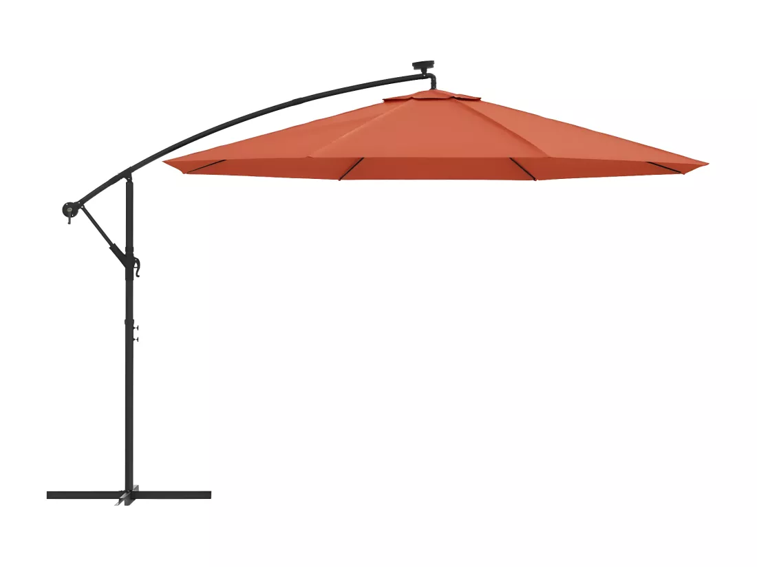 Parasol déporté avec lumières LED Terre cuite 350 cm
