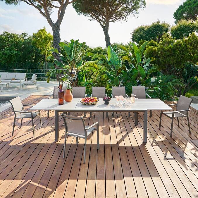 Table de jardin extensible rectangulaire LUZANE Argile / Café