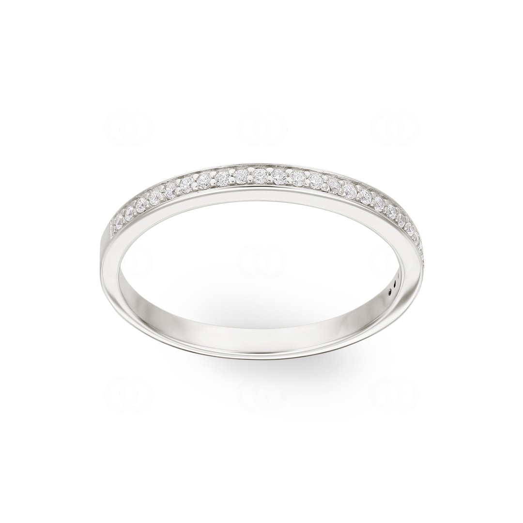 Mémoire-Ring 925 Silber rhodiniert mit Zirkonia rund