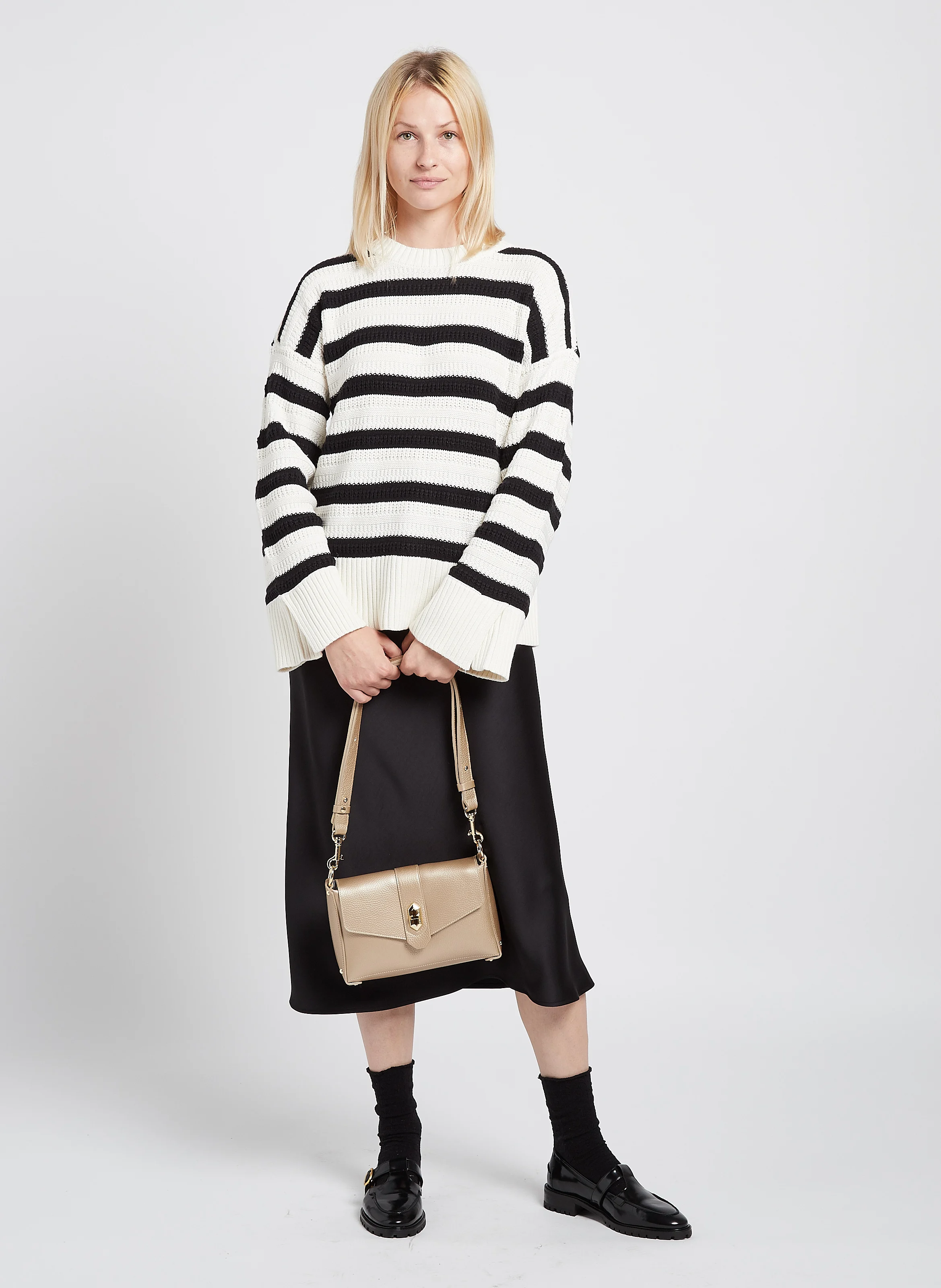 Sac bandoulière en cuir| Doré