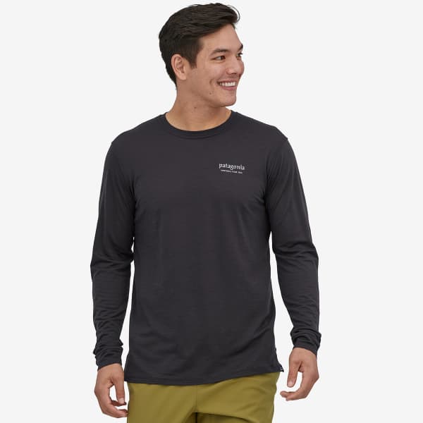 T-shirt randonnée PATAGONIA M'S L/S CAP COOL MERINO GRAPHIC SHIRT HERITAGE HEADER: BLACK